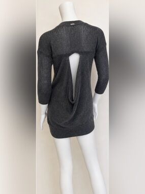 VPL LINEN KNIT BLOUSE DRESS LONG TOP TUNIC SWEATER BACK KEYHOLE M